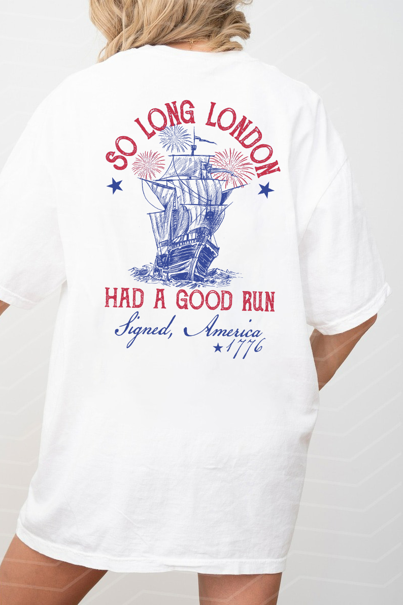 Swiftie Fangirl So Long London 4th of July 2 Sided Shirt