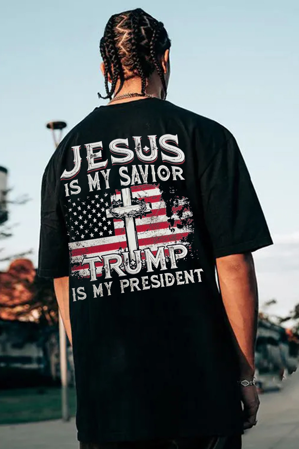 Faith In America Letter Print Round Neck Short Sleeve T-Shirt