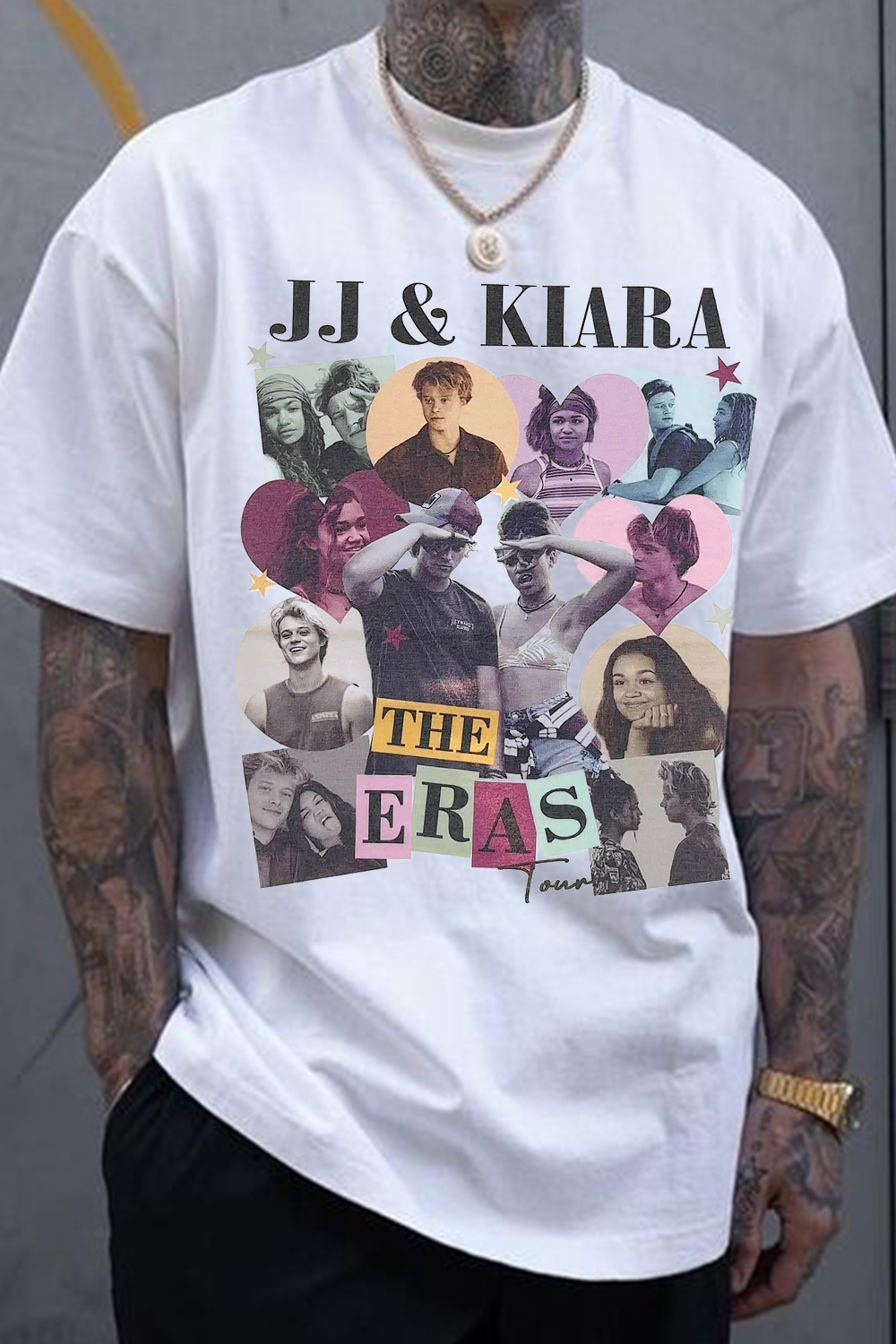 Star Poster Retro Print Round Neck Casual Short Sleeve T-Shirt