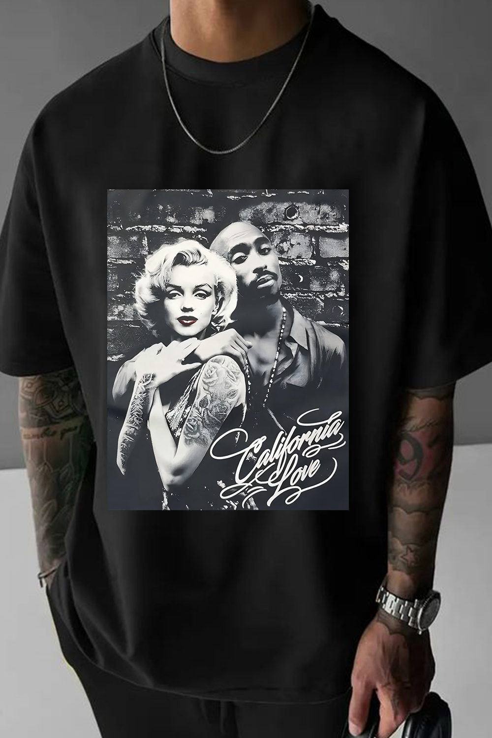 Marilyn Monroe and Tupac Shakur Graphic Tee For Men
