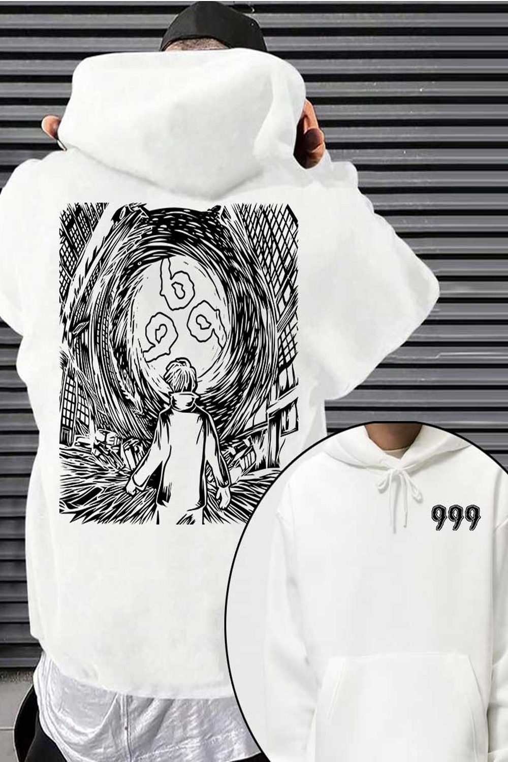 Juice WRLD reversible print men's hoodie