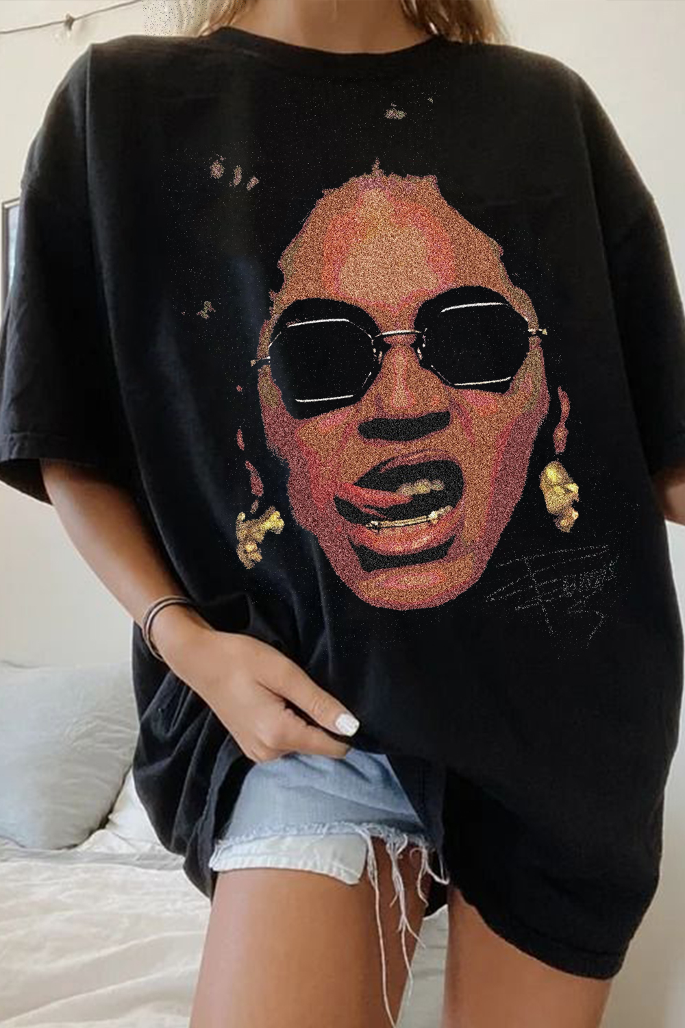 Female star personalized round neck T-shirt