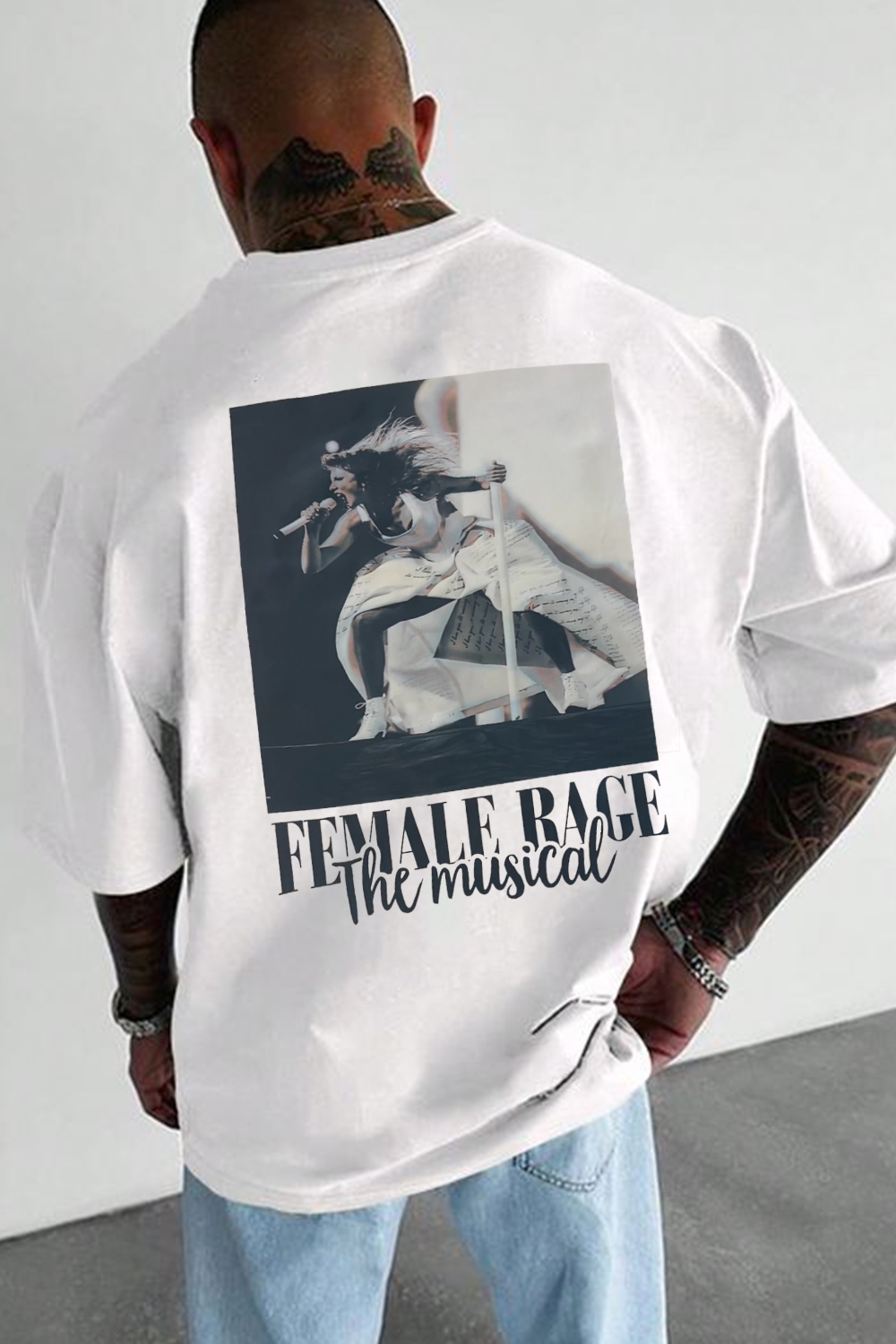 Contrast Color Star Letter Casual Back Print Round Neck Short Sleeve T-Shirt