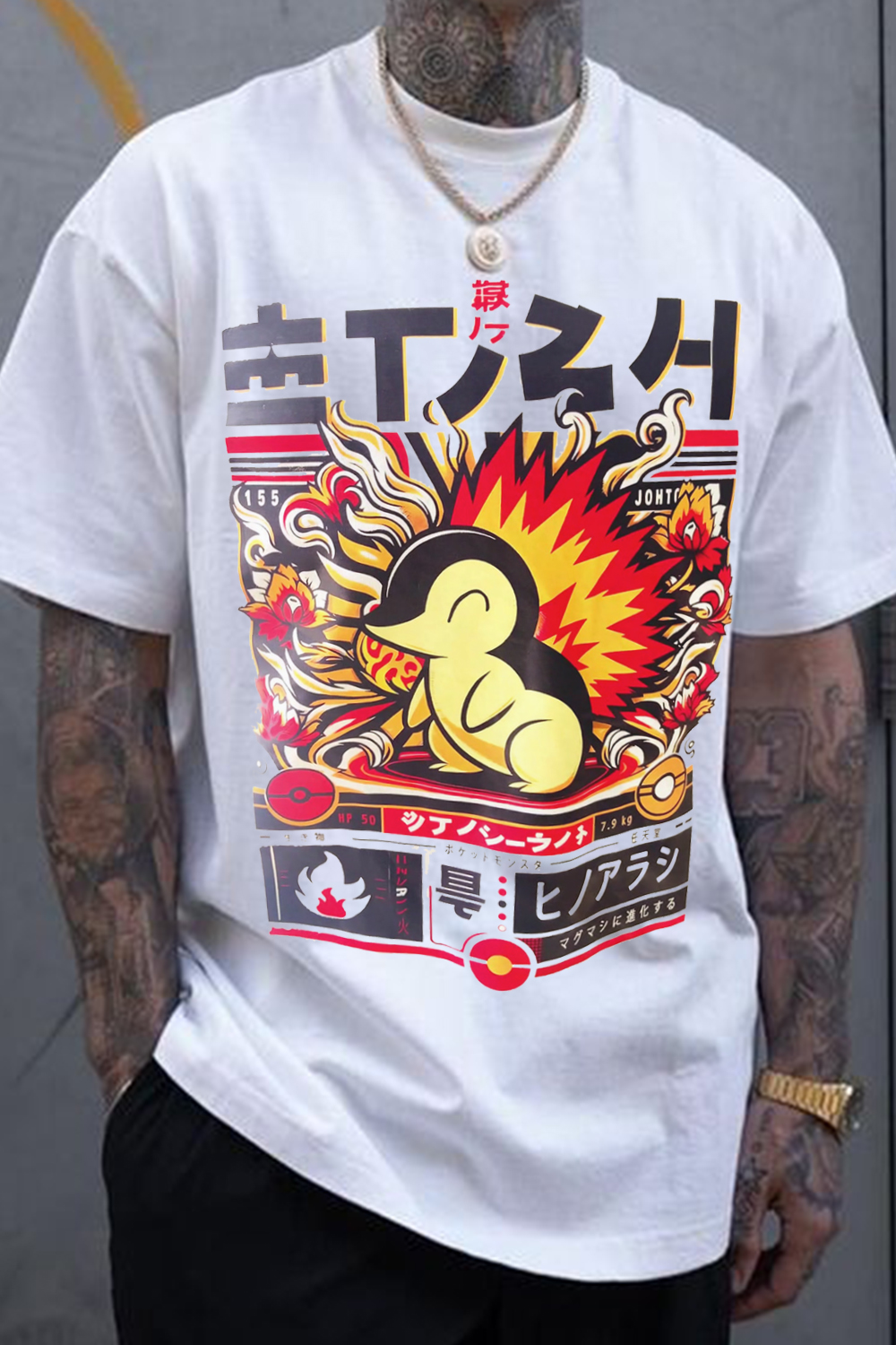 Japanese Poster Retro Print Round Neck Casual Short-Sleeved T-Shirt