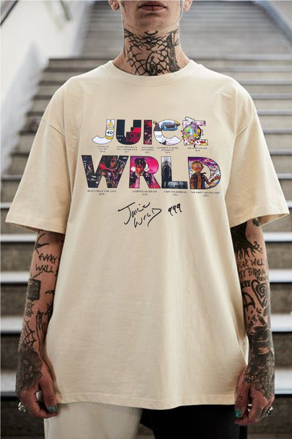WRLD letter print men's short-sleeved T-shirt