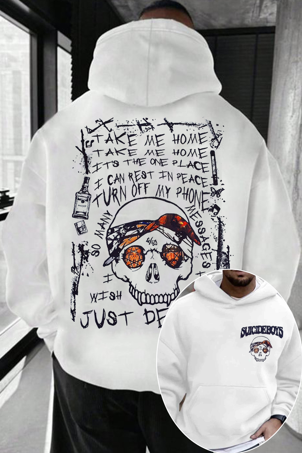 $uicideboy$Double-sided printed men's long-sleeved hoodie