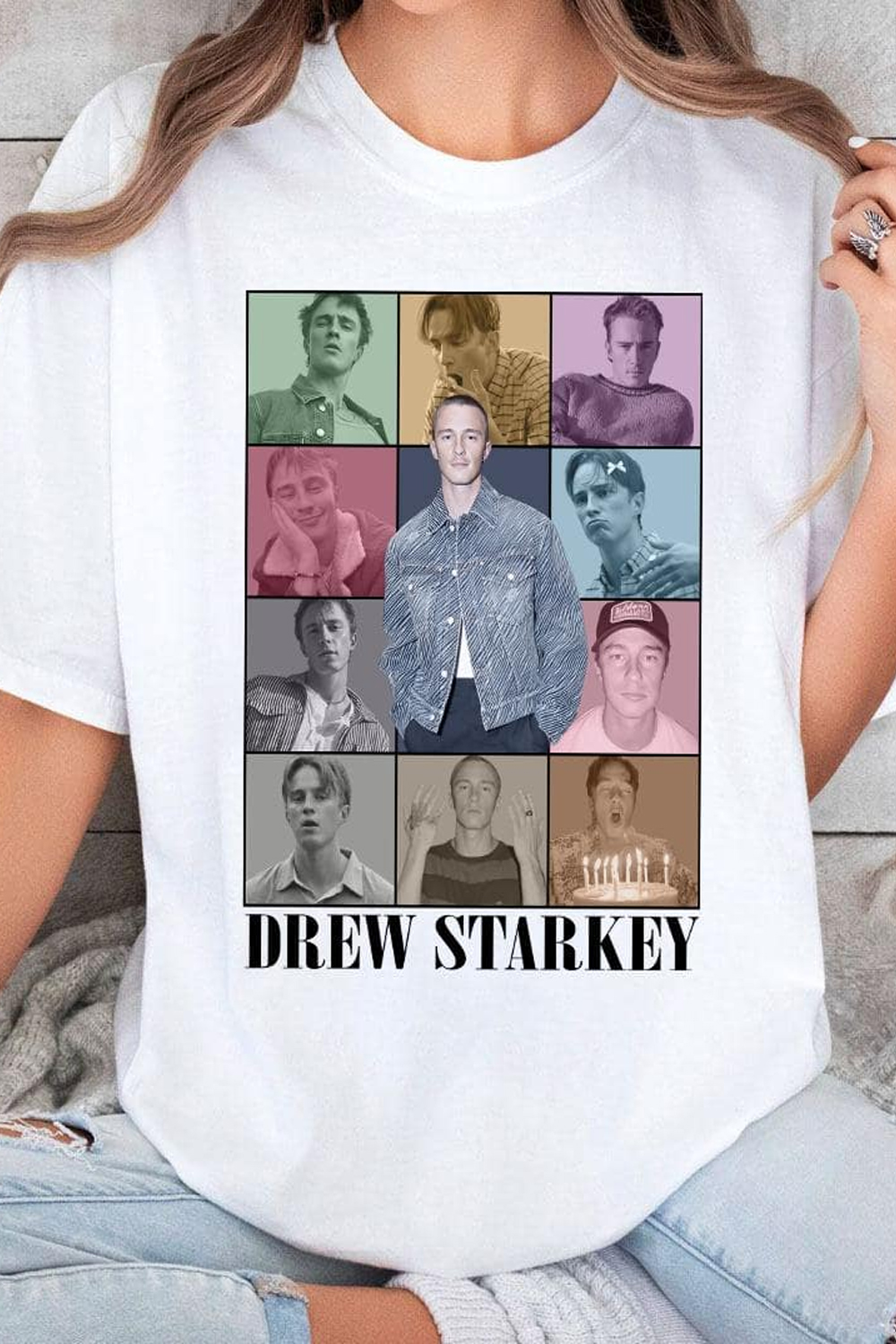 Singer Poster Print Round Neck Casual Short Sleeve T-Shirt