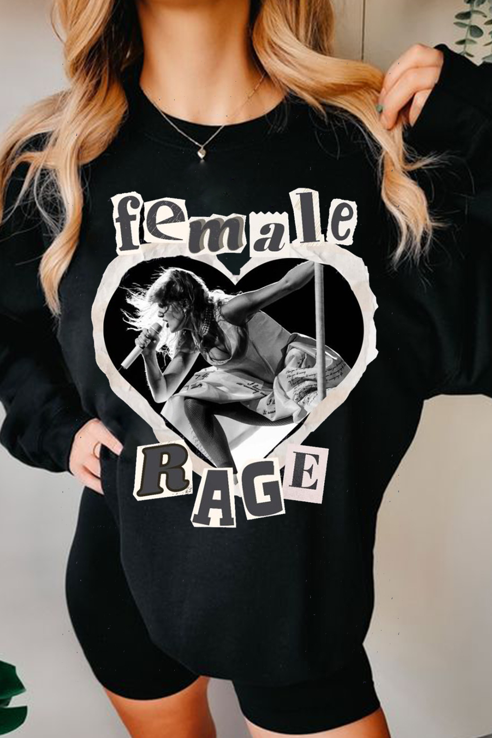 Taylor Heart Retro Round Neck Long Sleeve Sweatshirt