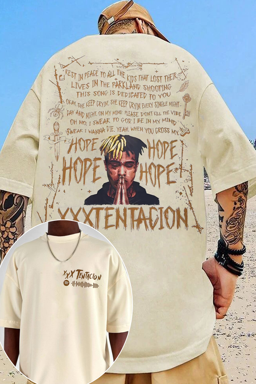 xxxtentacion double-sided printed men's short-sleeved casual T-shirt