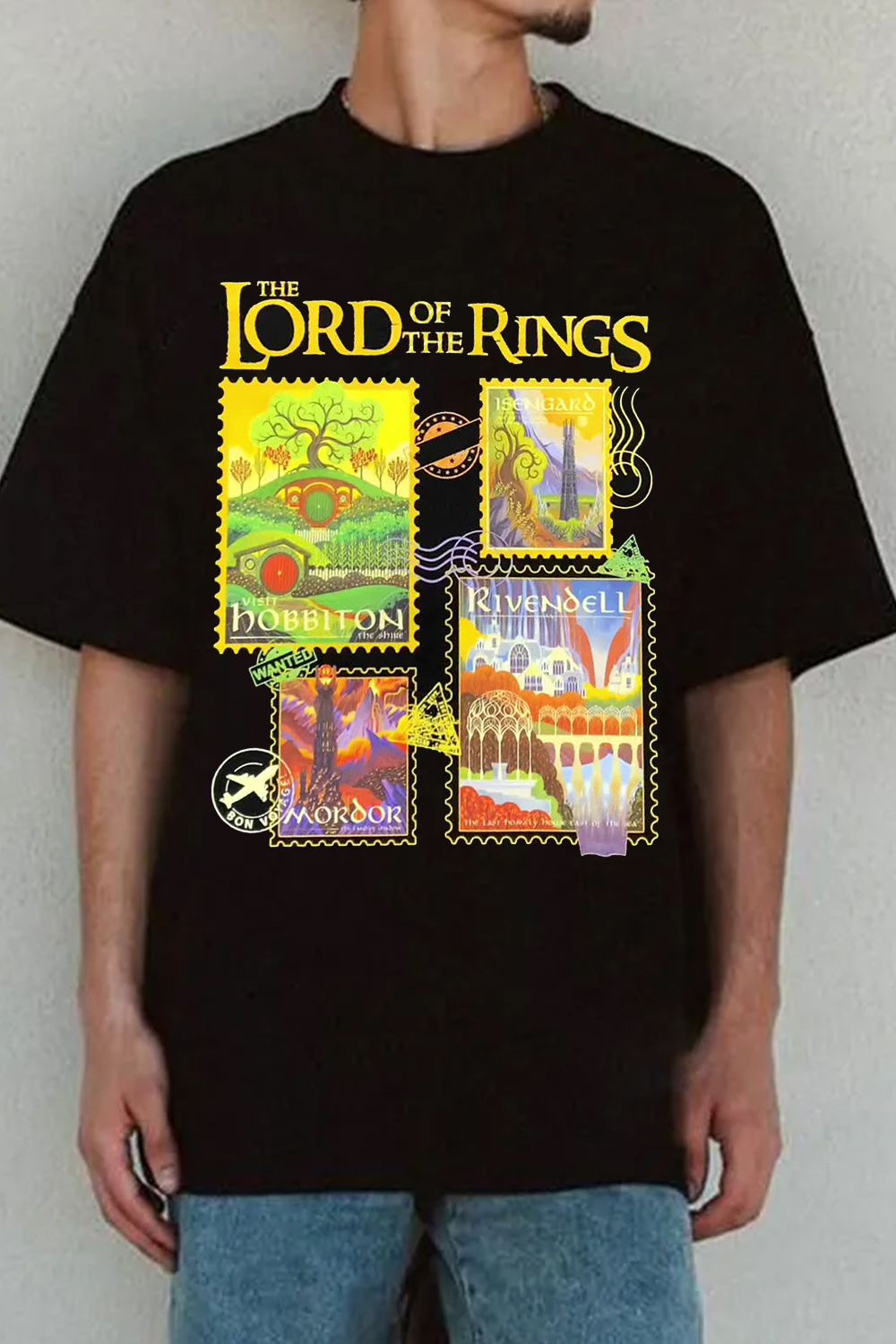Lord of the Rings Stamp Men's Round Neck Short Sleeve T-Shirt