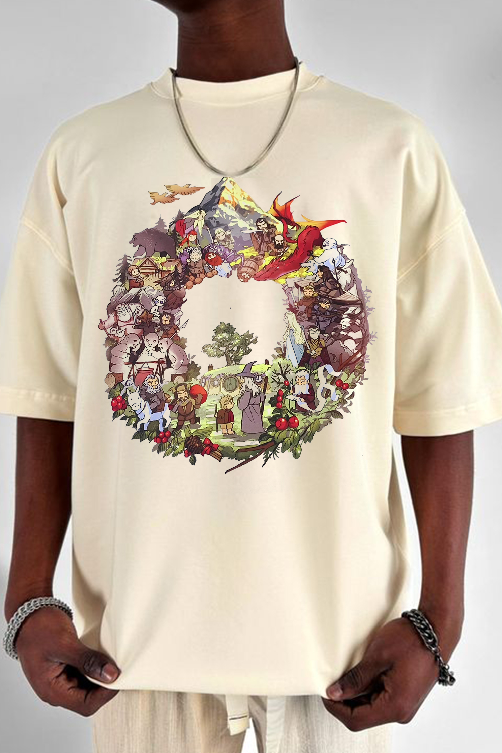 Lord of the Rings cartoon casual print short-sleeved men's T-shirt