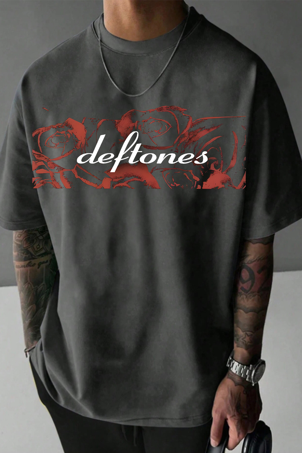 Deftones Rose Print Short-Sleeved T-shirt