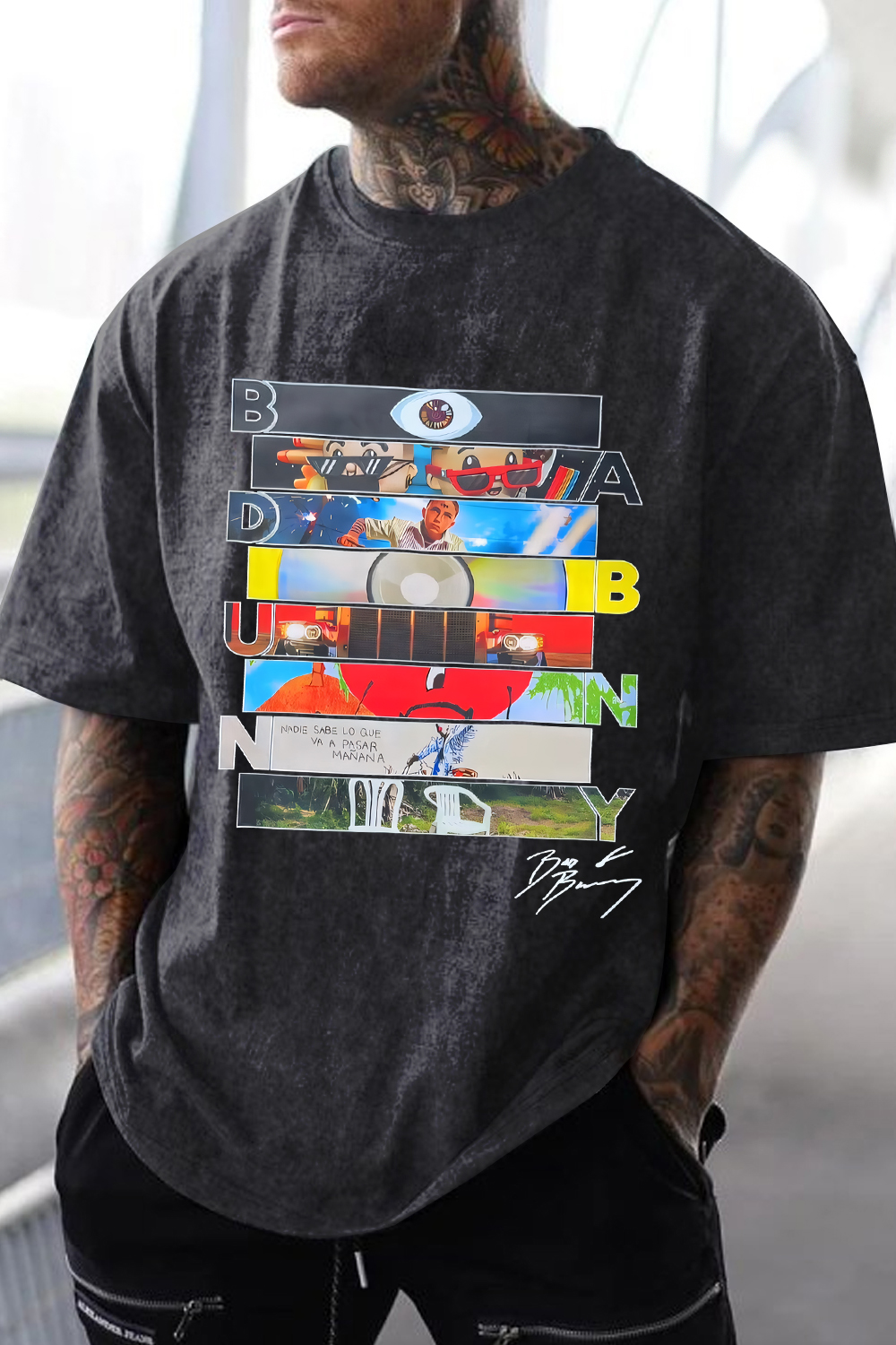 Bad Bunny Signature Washed cotton men's short-sleeved T-shirt