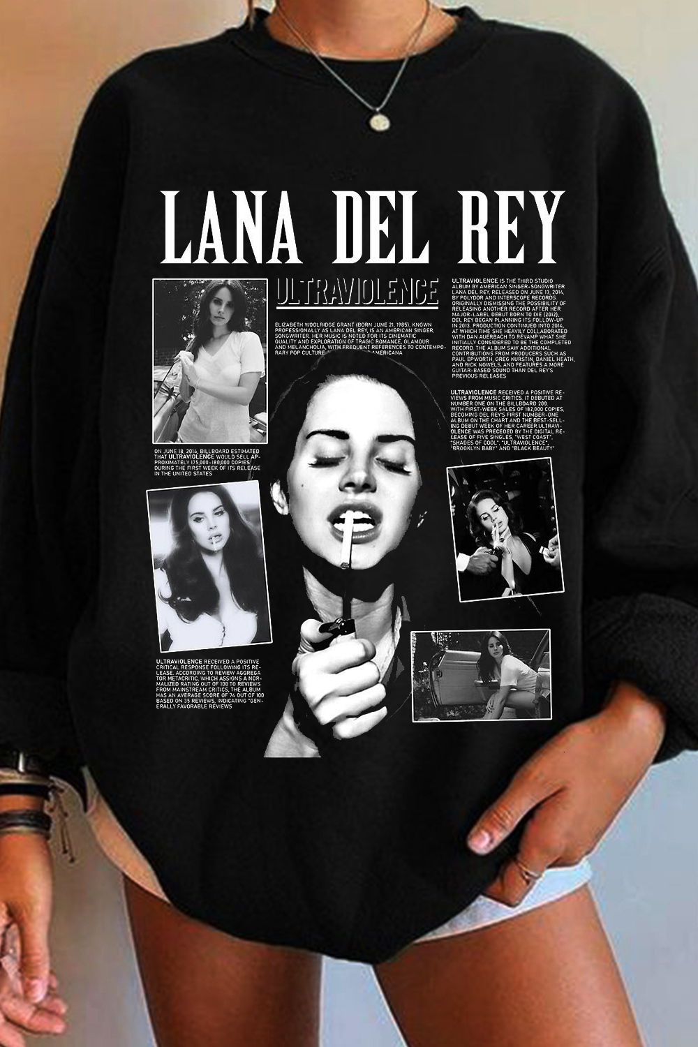 LANA Lettering Crew Neck Long Sleeve Sweatshirt