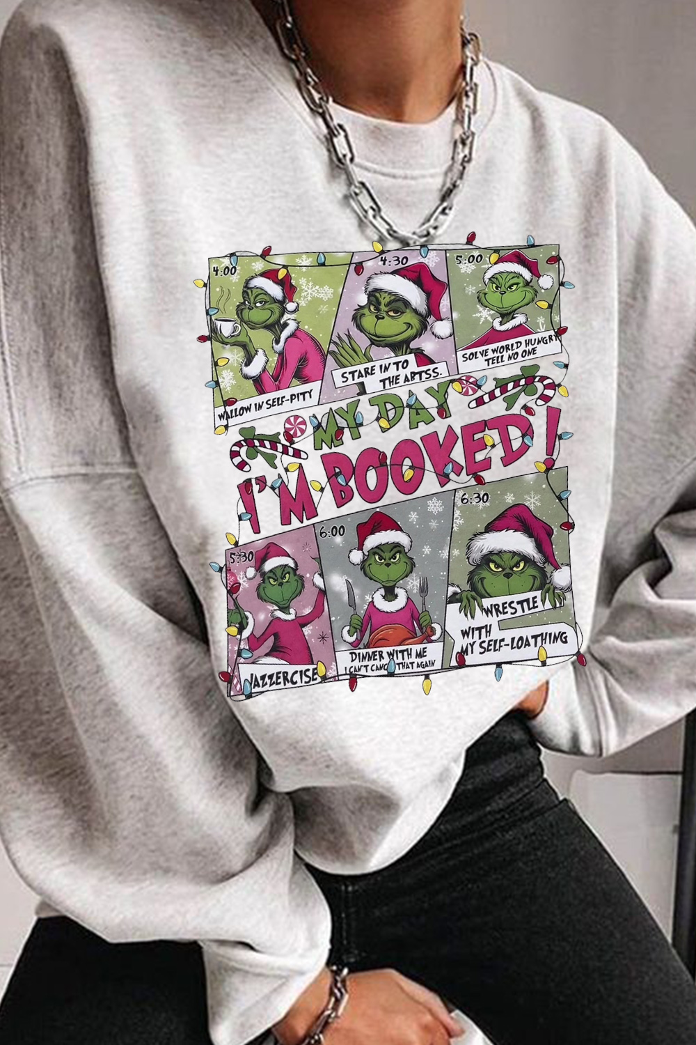 Christmas Monster Cartoon Print Crewneck Sweatshirt