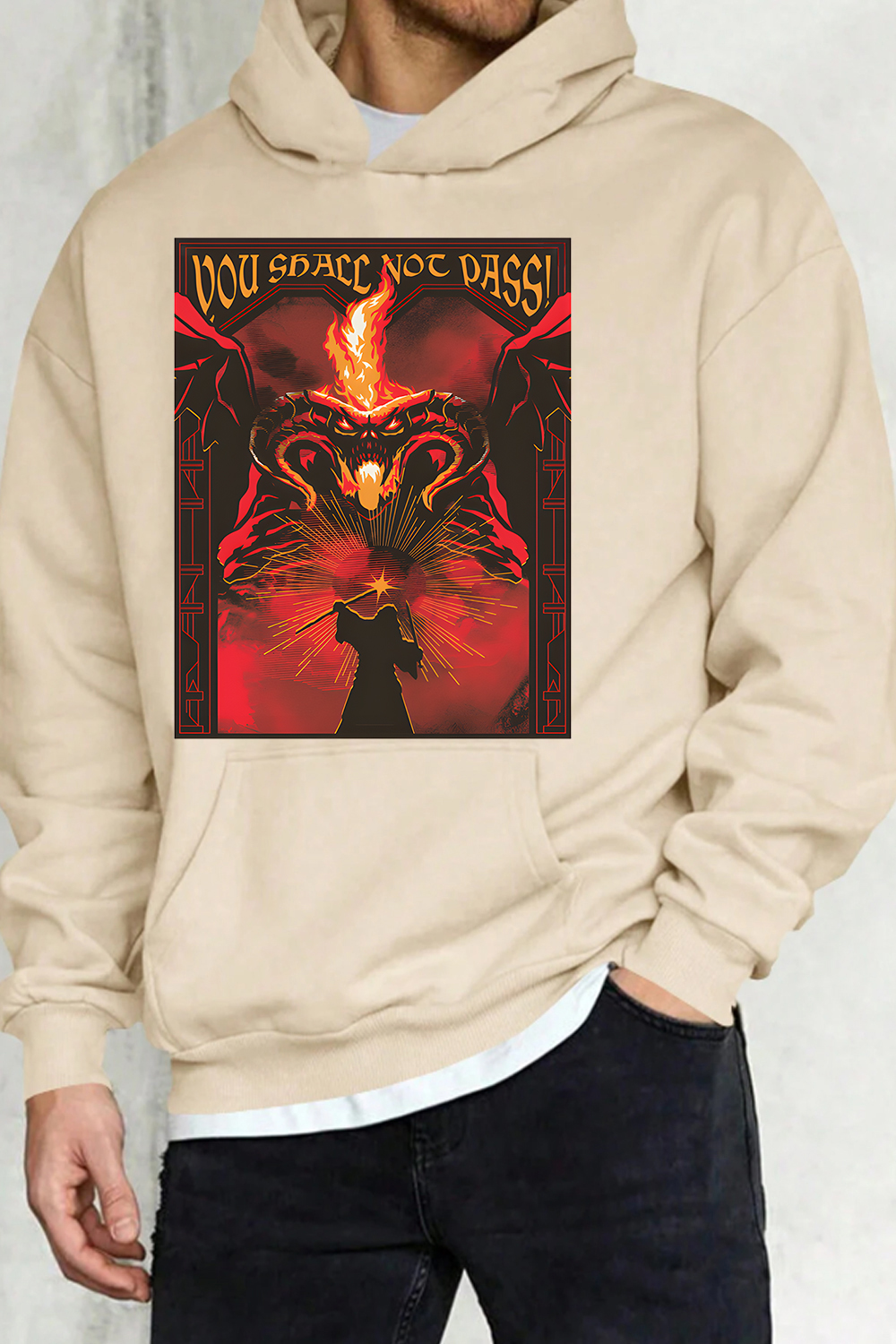 Fire and shadow clash LOTR hoodie For men