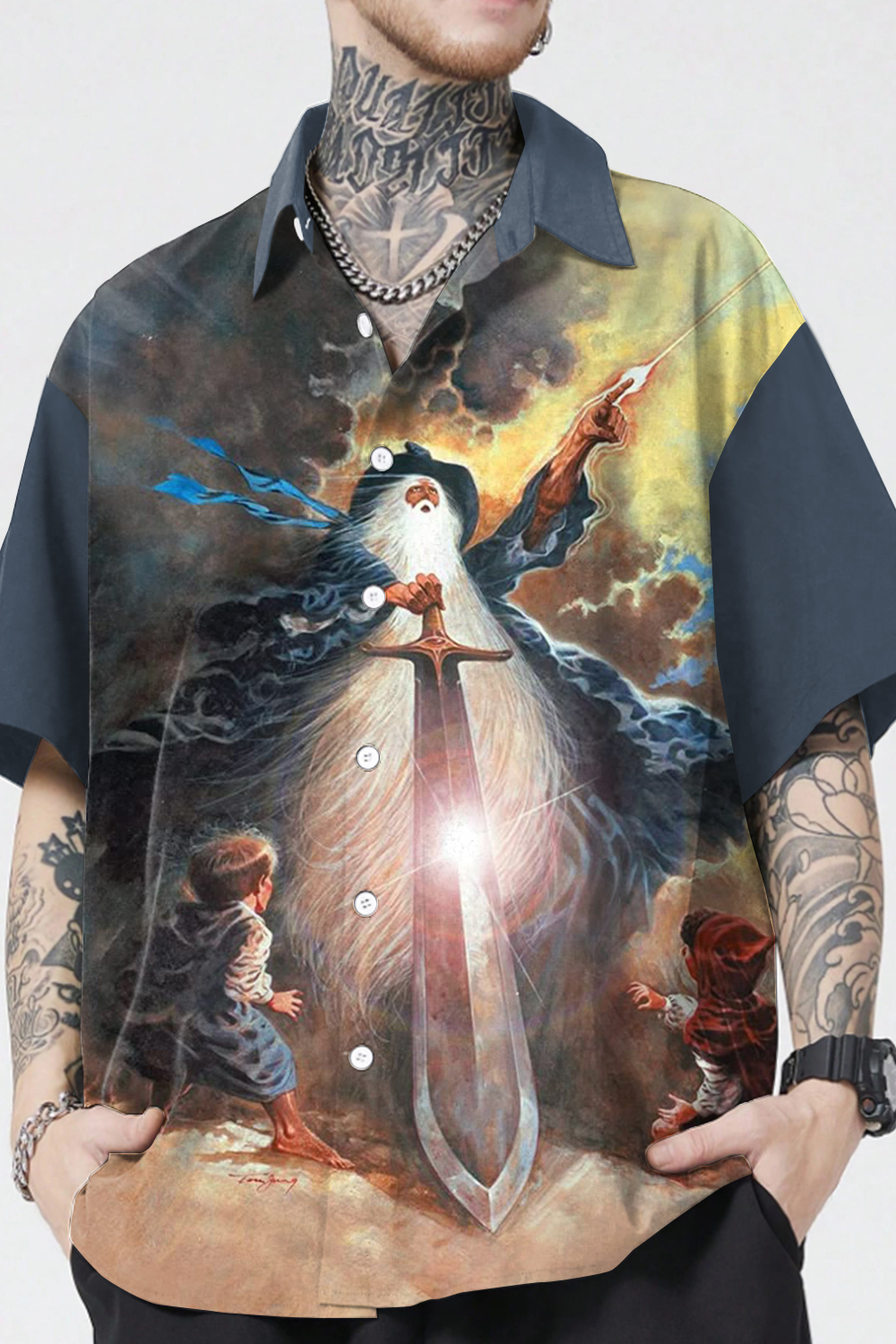 Lord of the Rings Oil Painting Cartoon Short Sleeve Men's Shirt