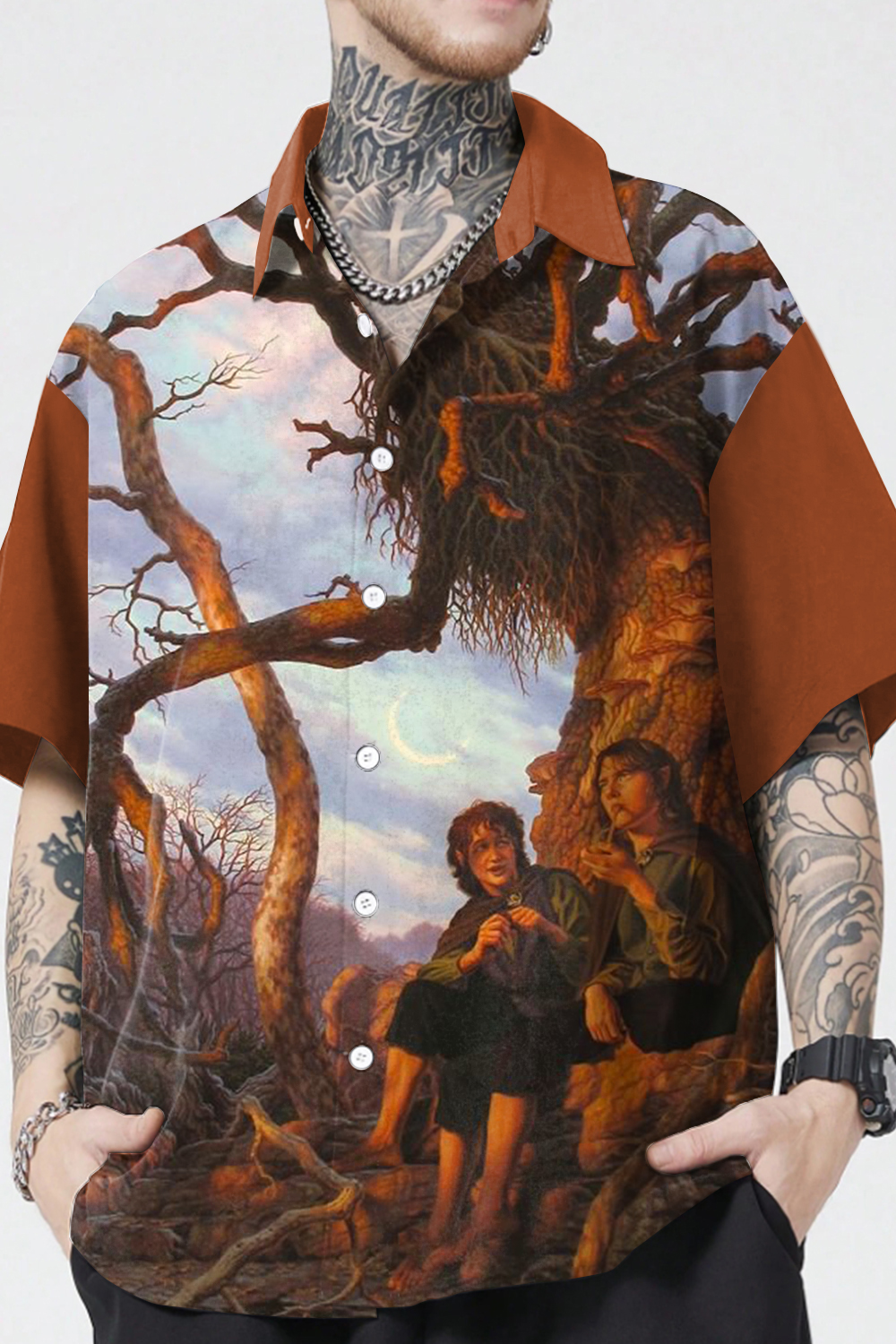 Lord of the Rings Oil Painting Lapel Men's Shirt
