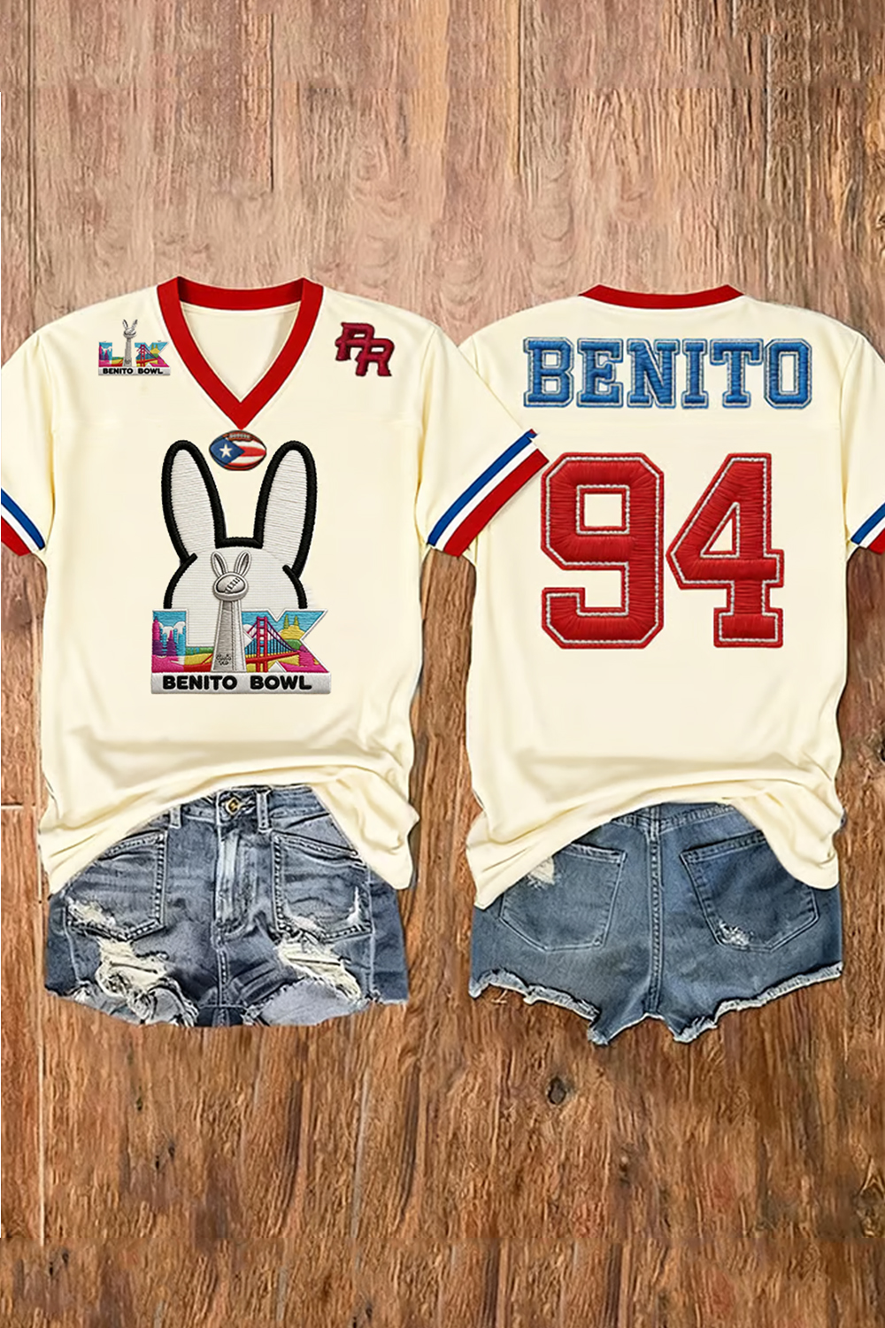 Women's Bunny Football Music Lover Printed Short-Sleeved Shirt