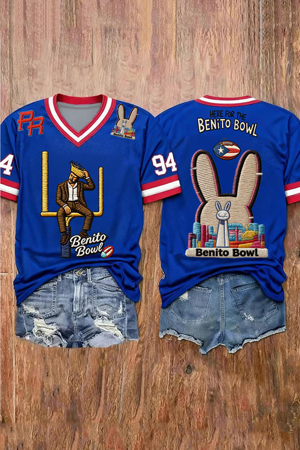 Women's Bunny Football Music Lover Printed Short-Sleeved T-Shirt