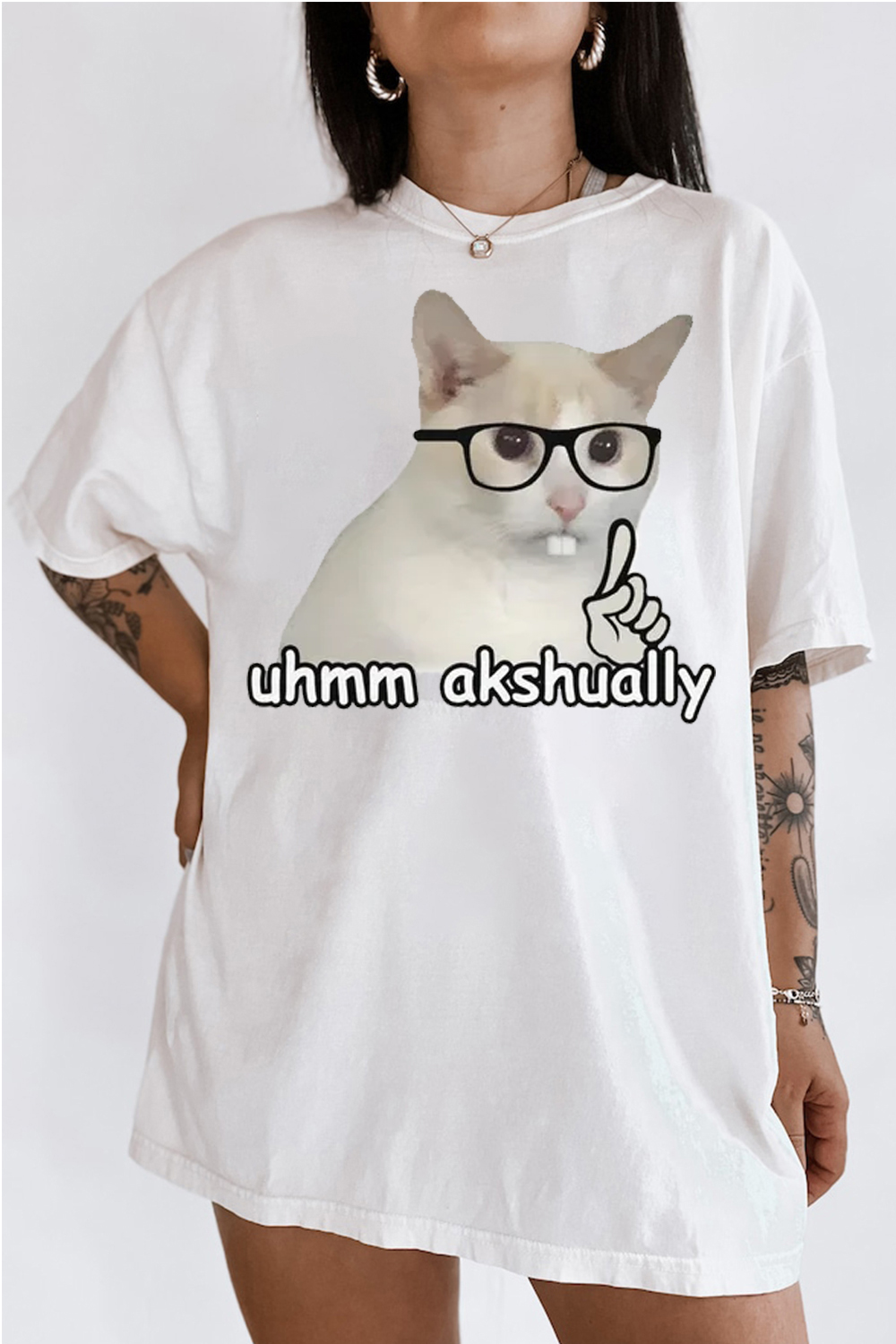 Um Actually Funny Nerd Cat Meme Tee