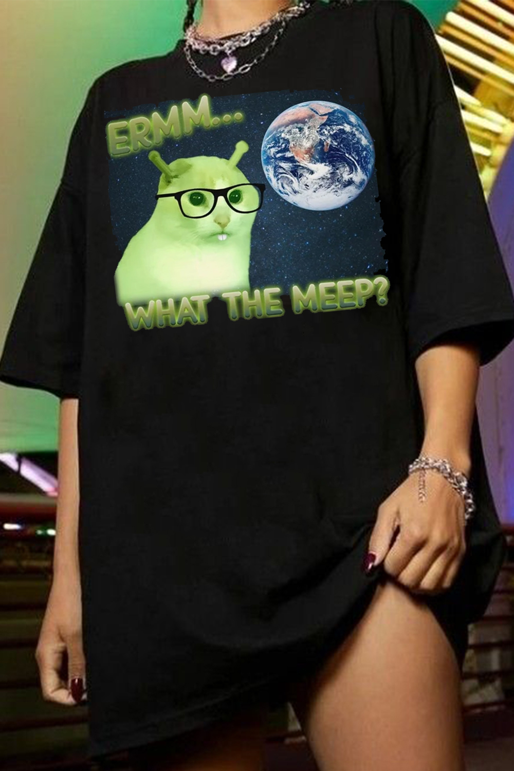 Erm What the Meep Funny Alien Cat Meme Tee Shirt
