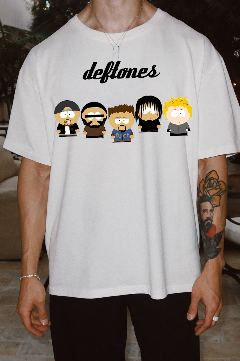 Deftones Cartoon Print Short-Sleeved T-Shirt