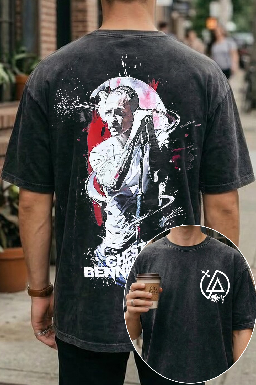 Chester Bennington Linkin Park Garment-Washed Cotton Tee