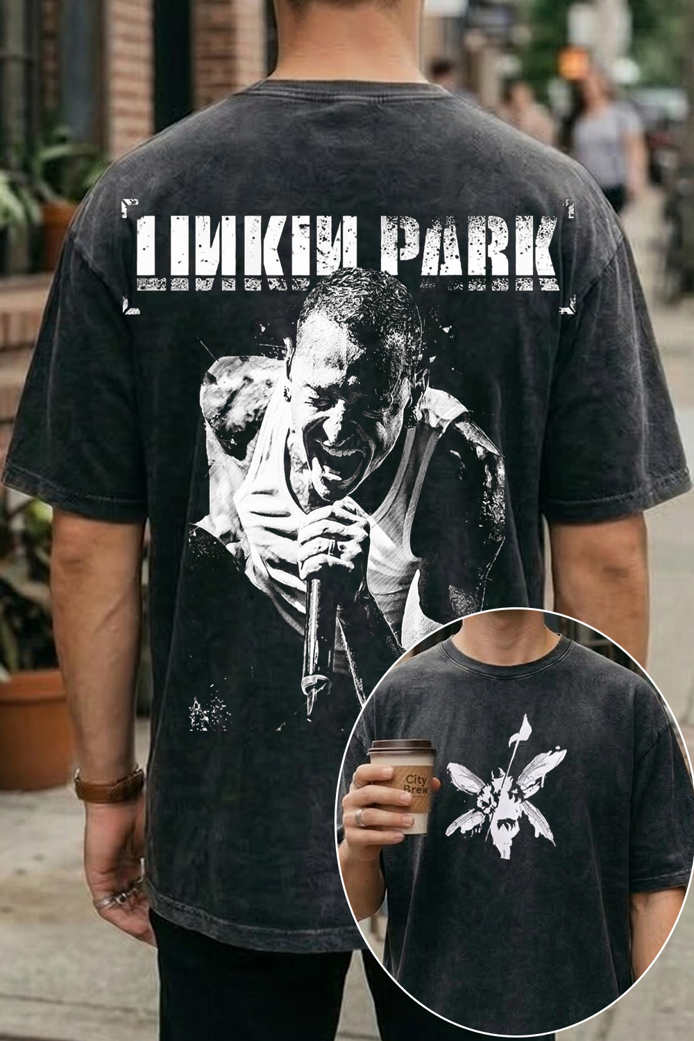 Chester Bennington Garment-Washed Cotton Tee