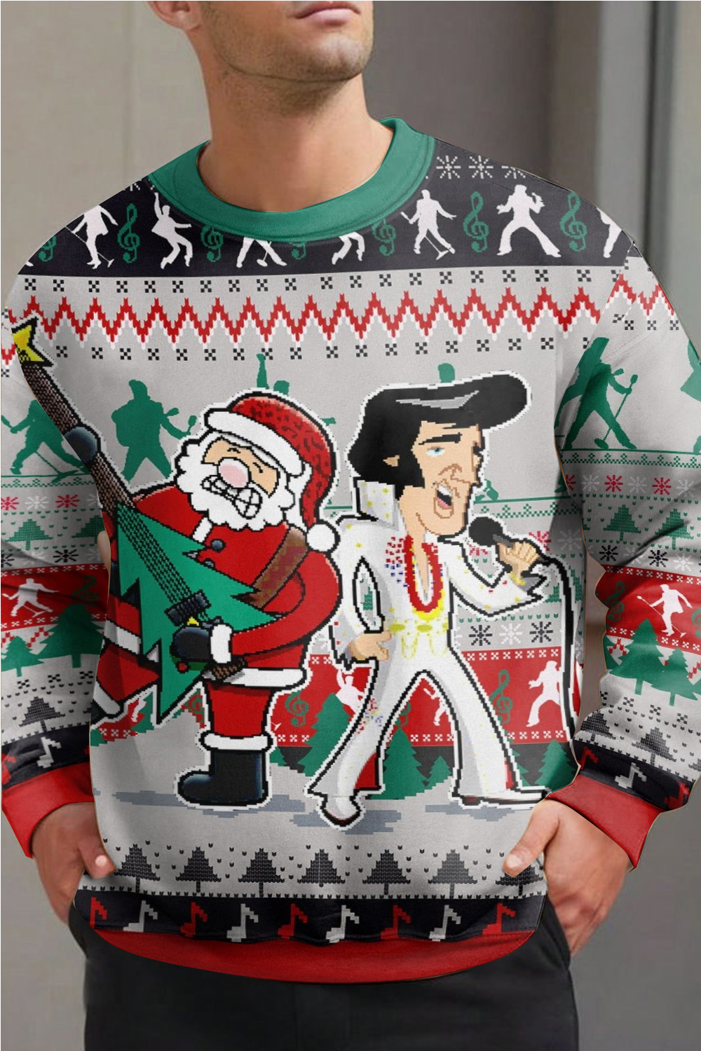 Elvis Presley Ugly Christmas Sweatershirt