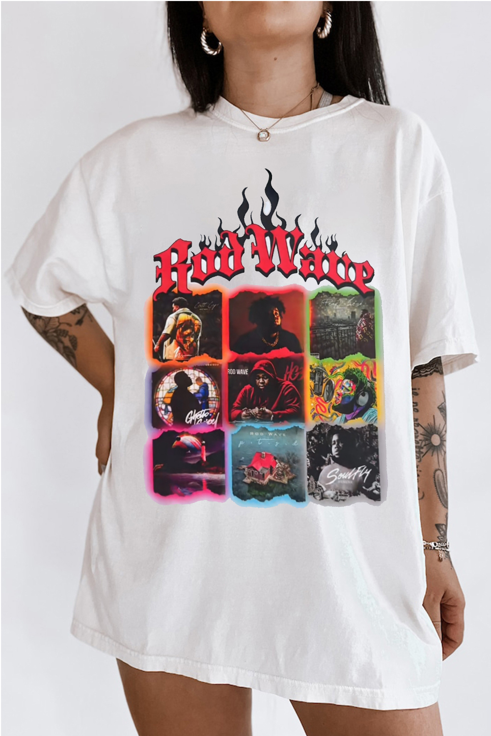 rodwave flame personality print short sleeve t-shirt