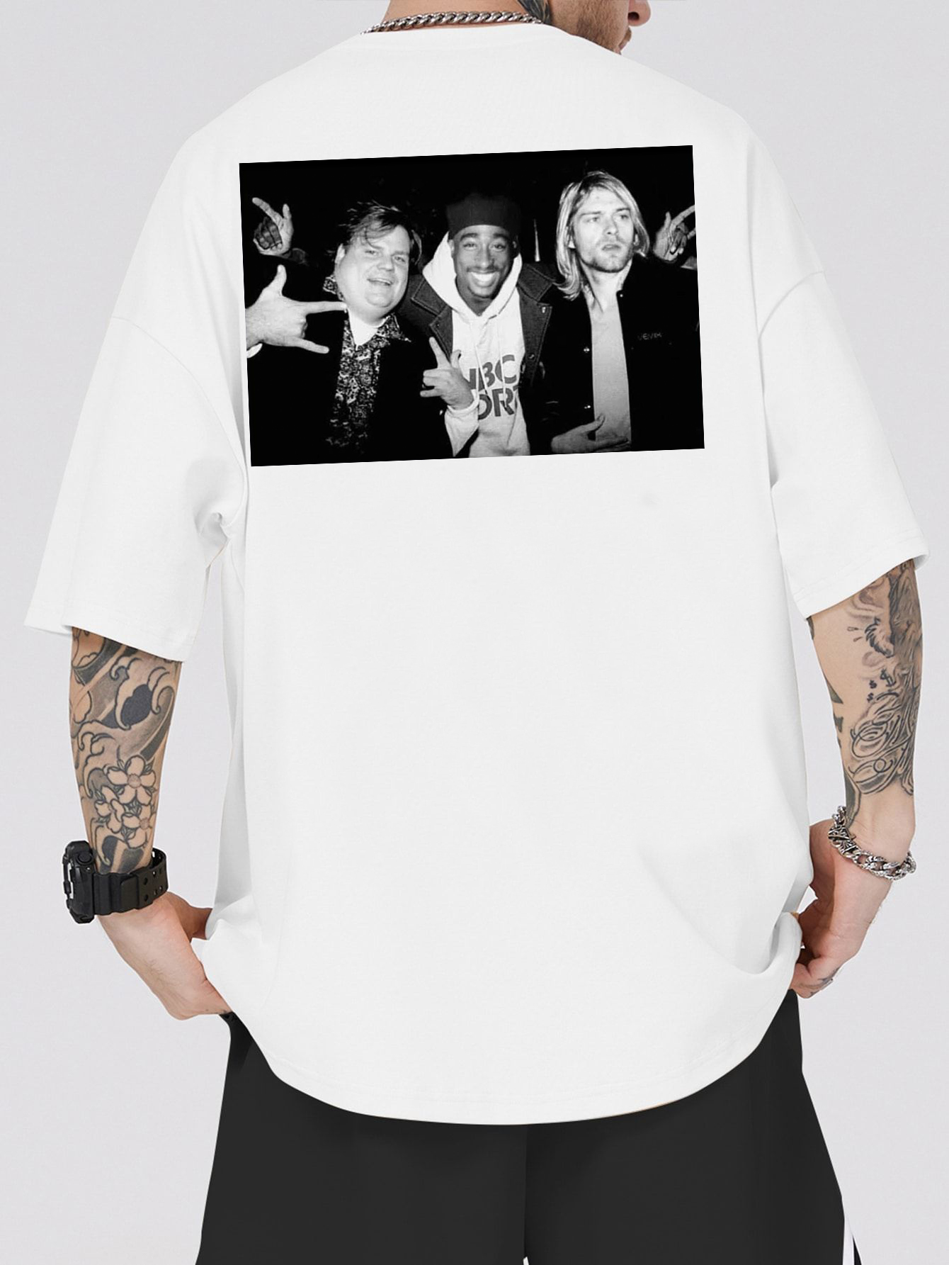 Legend Chris Farley 2Pac Shakur and Kurt Cobain Back Side Tee For Men