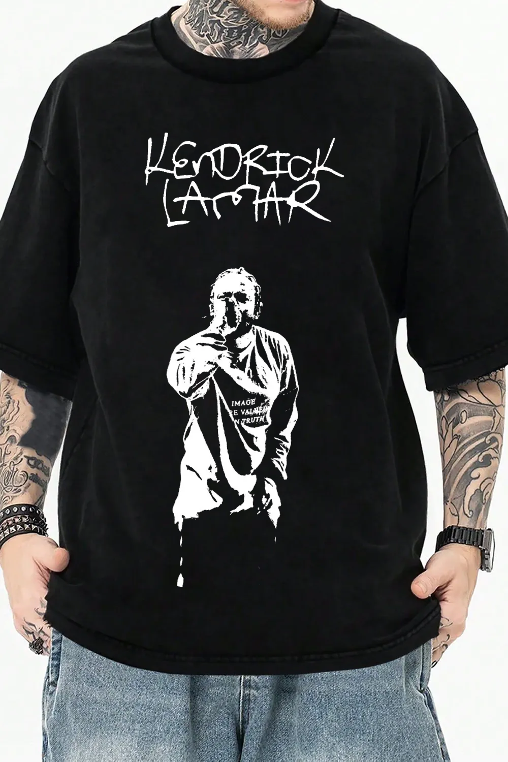 Letter KENDRICK LAMAR Graphic T-Shirt Tee for Men