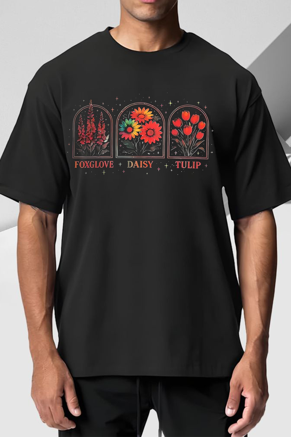 Foxglove Daisy Tulip Flowers Tee For Men