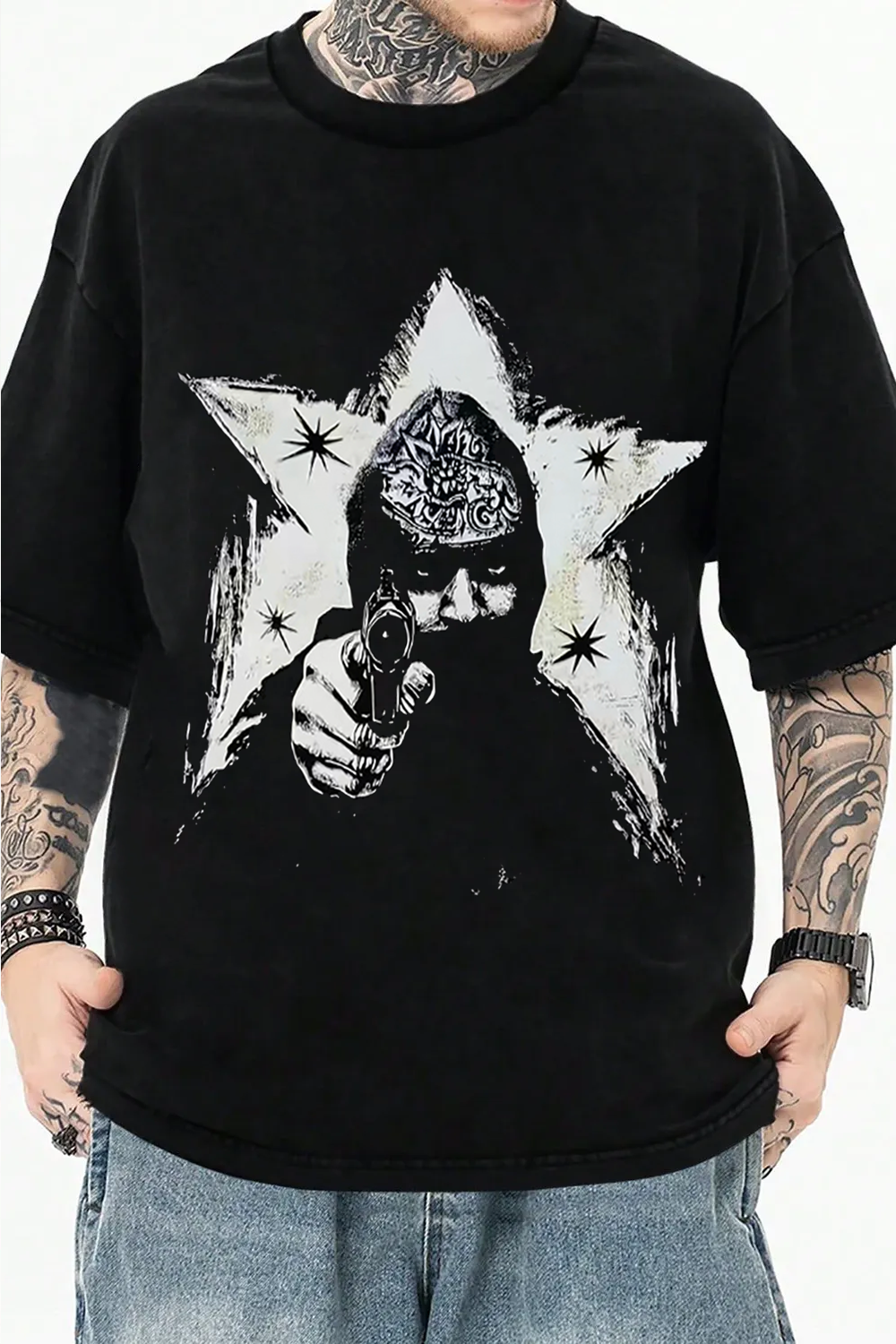 Retro print short sleeves