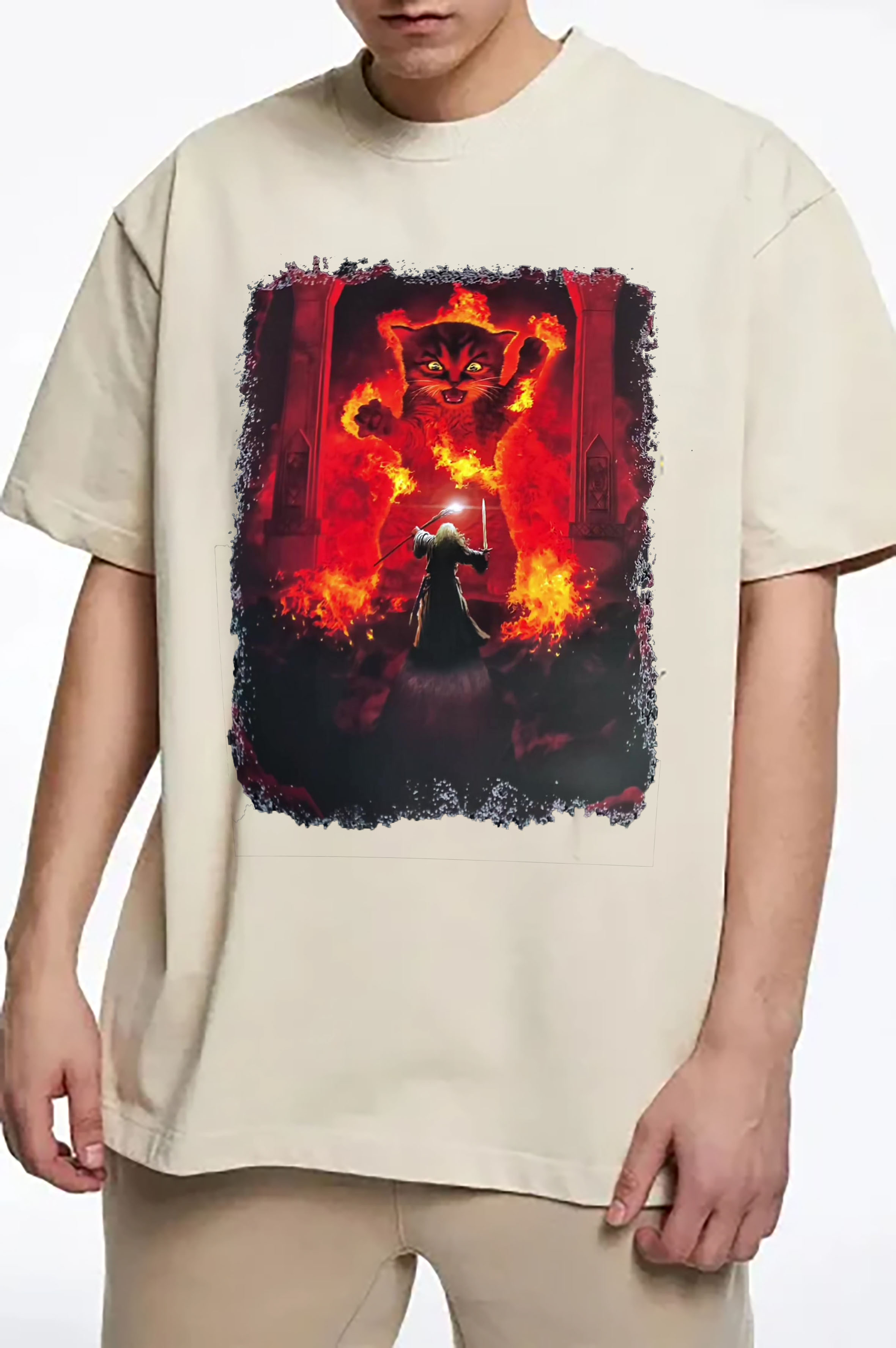 LOTR- Gandalf You Shall Not Pass Cat T-shirt - Men