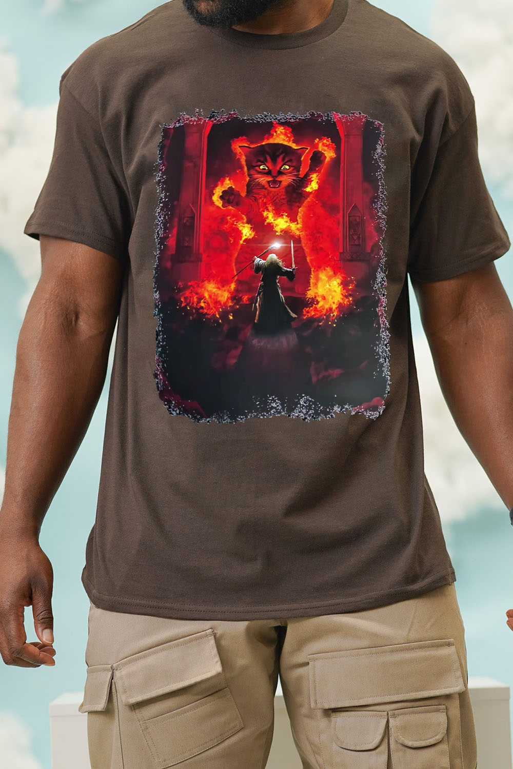 LOTR- Gandalf You Shall Not Pass Cat T-shirt - Men