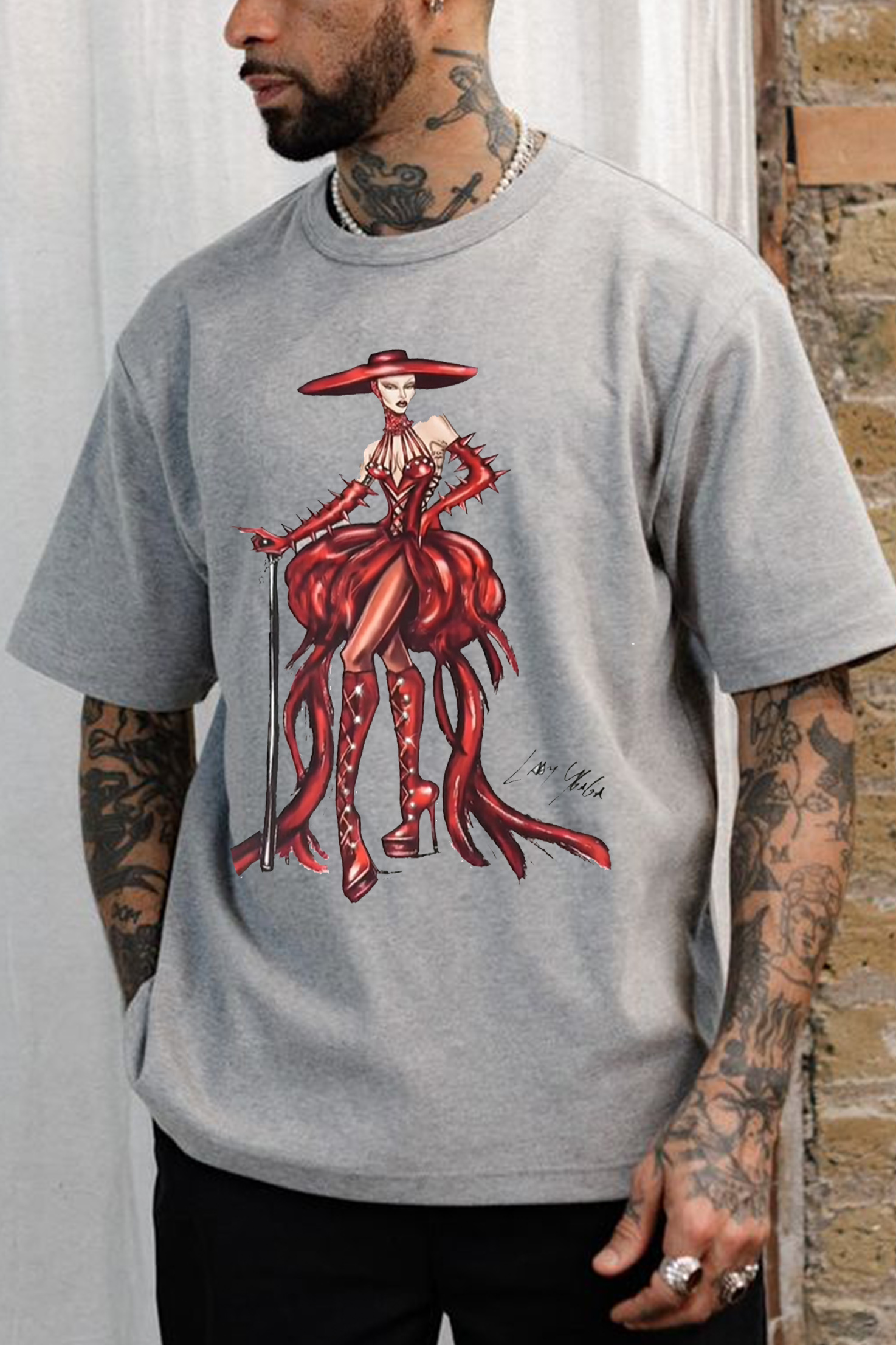 ladygaga cartoon print short-sleeved T-shirt