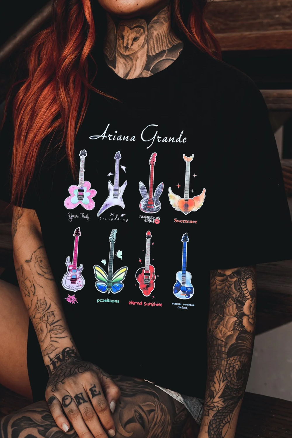 arianagrande guitar personalized print short sleeve t-shirt