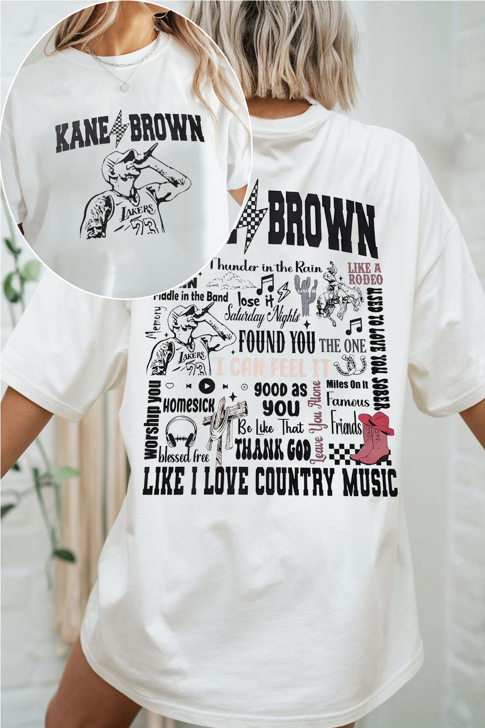 kanebrown cartoon double-sided printed T-shirt