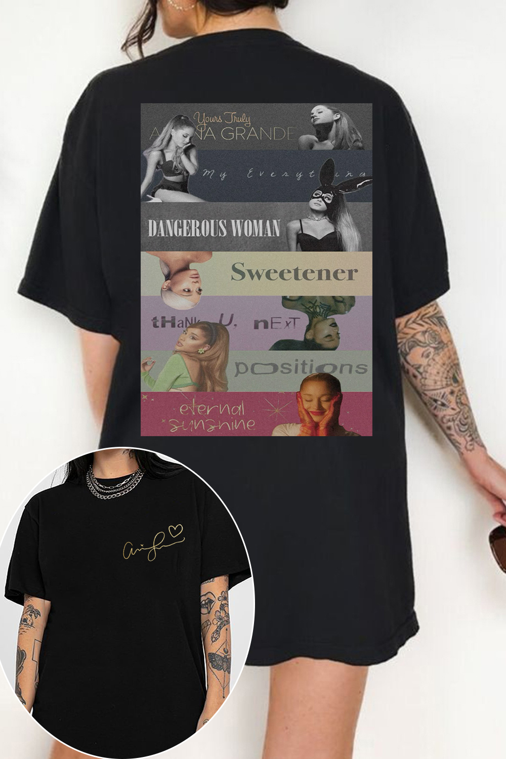 Ariana Grande album poster double-sided printed T-shirt