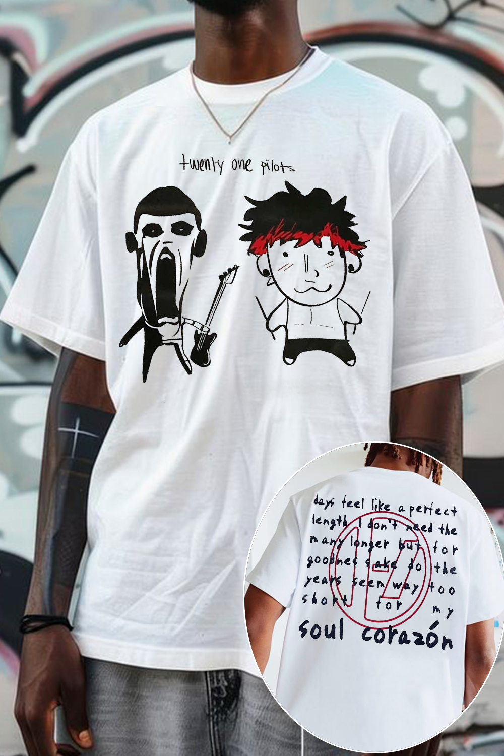 twentyonepilotsedit cartoon 2 side print t-shirt