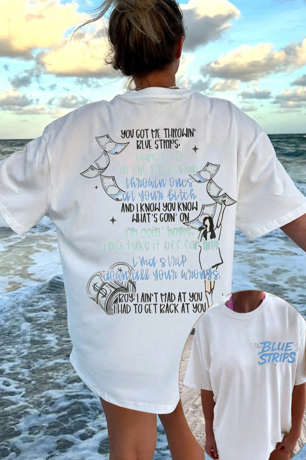 Blue Strips Lyric Shirt for Jessie Murph fan