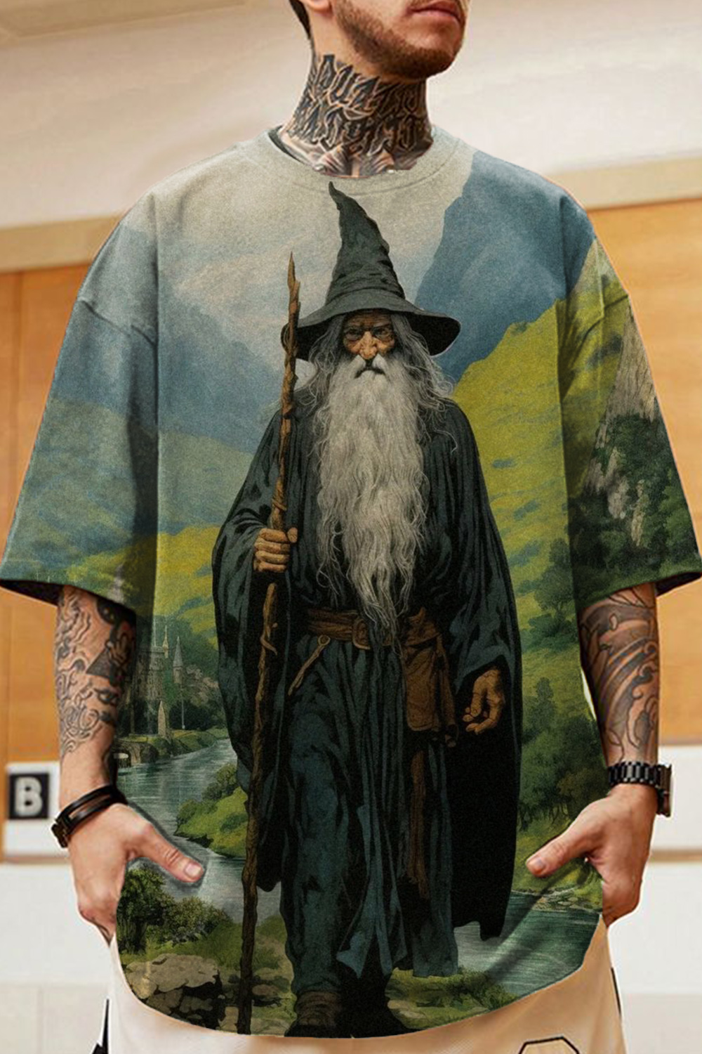 Lord of the Rings Personalized Oil Painting Printed Short Sleeve T-shirt