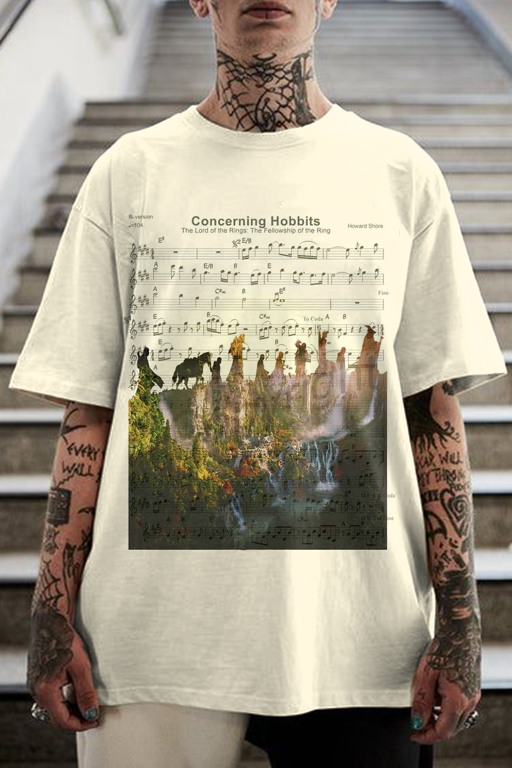 Lord of the Rings music print men's t-shirt