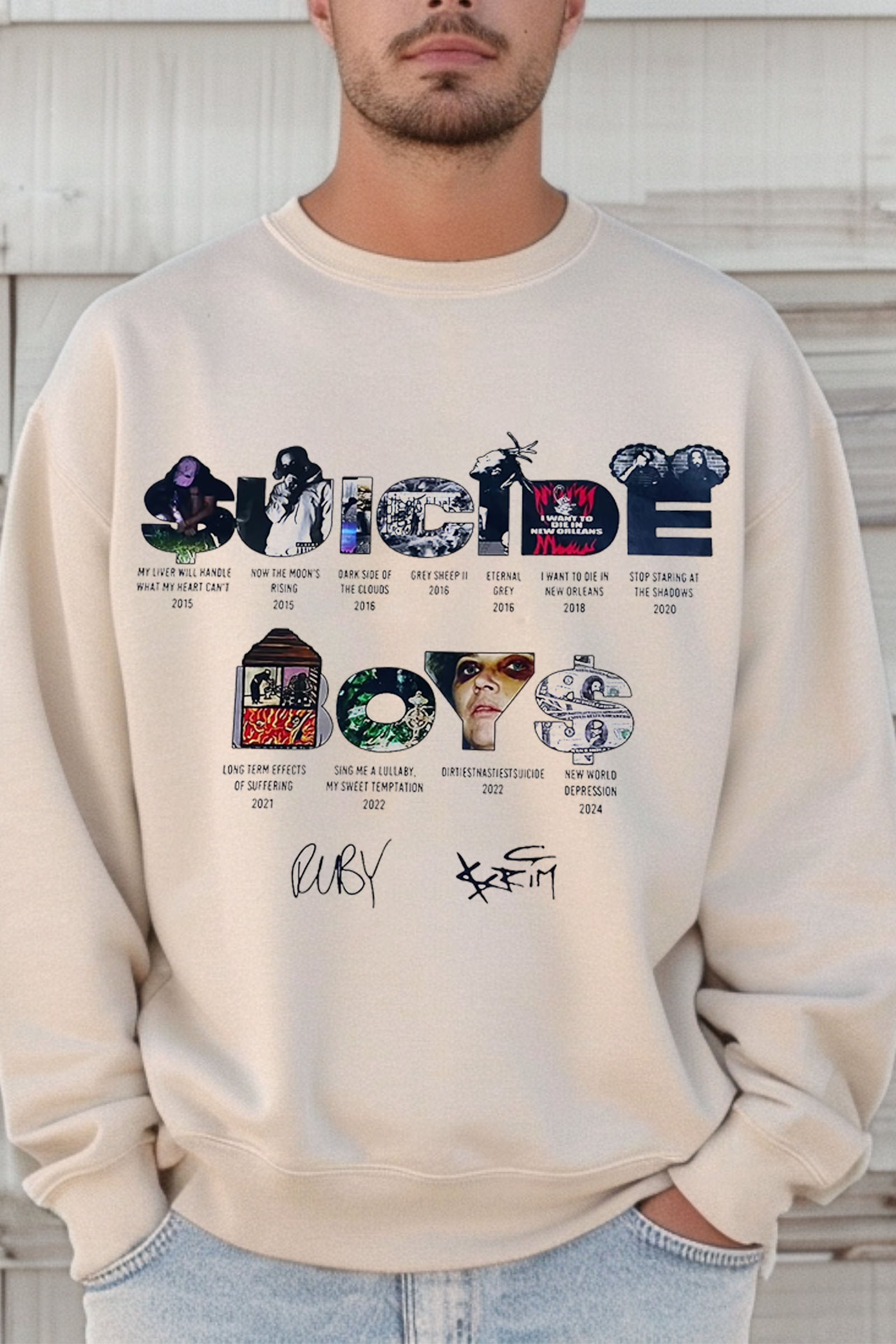 uicideboys men's round neck sweatshirt with personalized letters