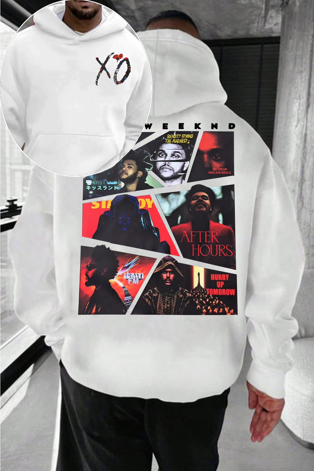 theweeknd double-sided printed round neck sweatshirt
