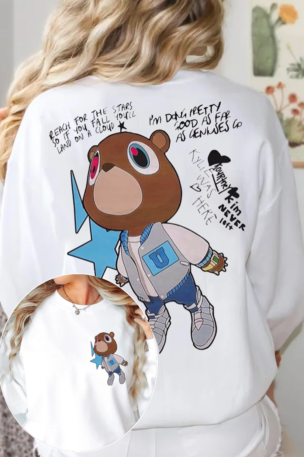 Kanye West Graduation Bear Double-Sided Printed Sweatshirt