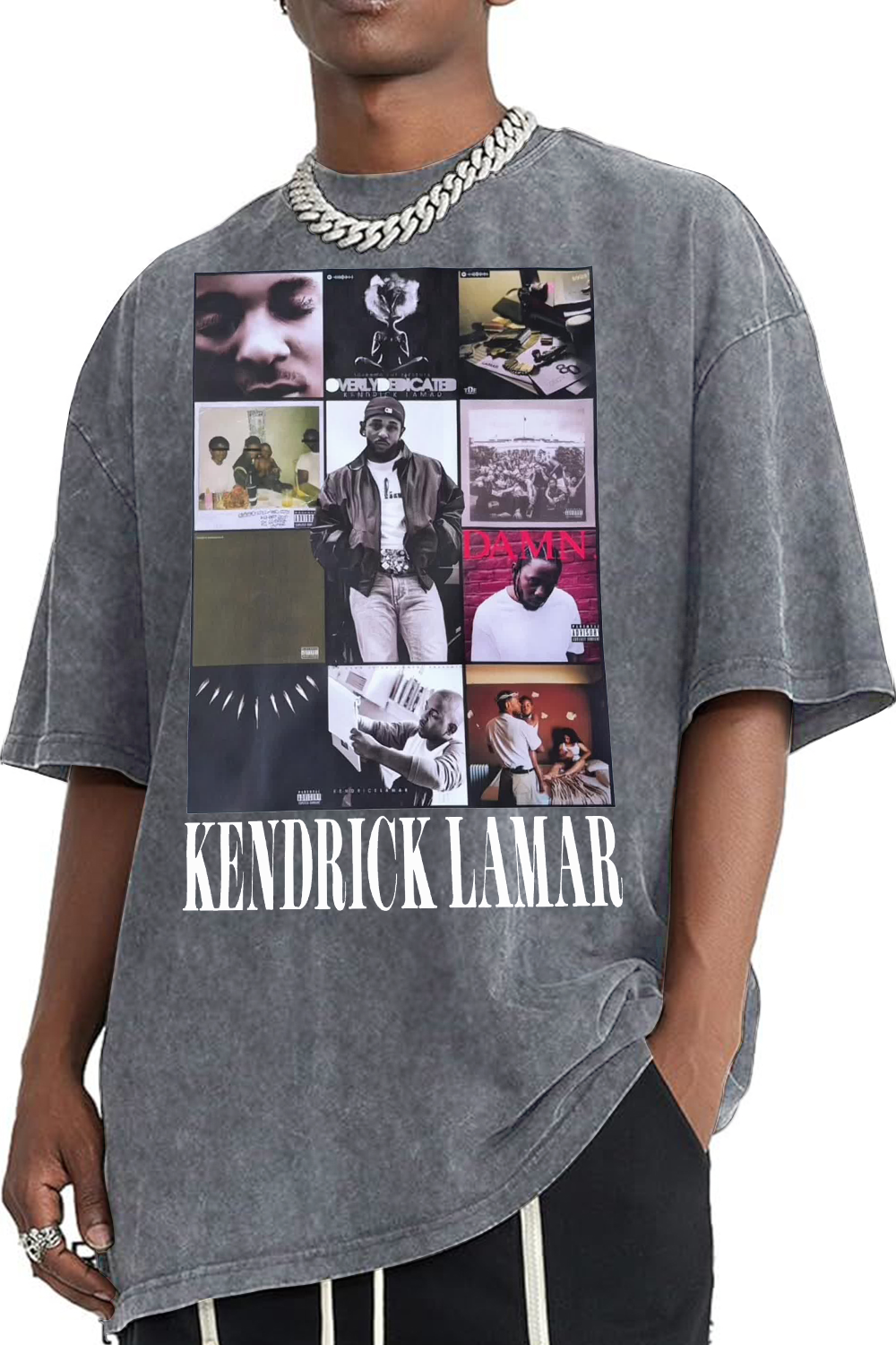 KENDRICK LAMAR washed cotton printed short-sleeved T-shirt