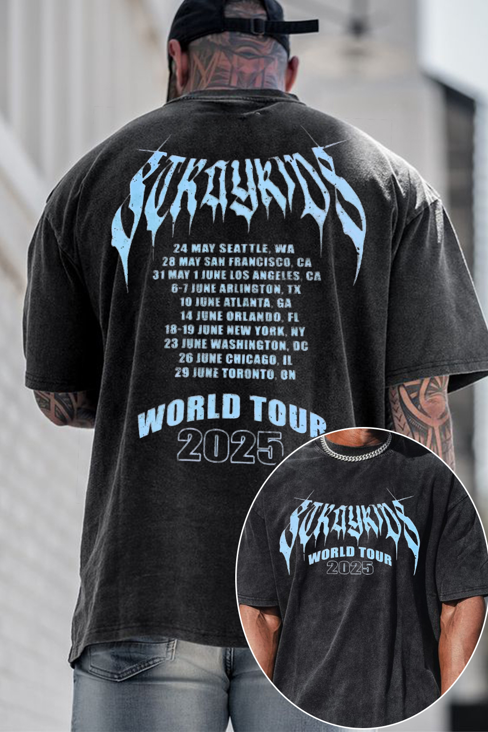 Stand Stray Kids2025 washed cotton printed short-sleeved T-shirt